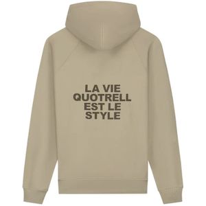 Quotrell, Sweatshirts & Hoodies, Heren, Beige, XS, Katoen, Quotrell La Vie Hoodie Heren Beige/Bruin