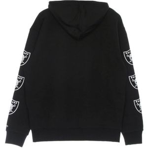 New Era, Sweatshirts & Hoodies, Heren, Zwart, S, Katoen, Lasrai Black Distressed Sleeve Print Hoodie