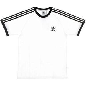 Adidas, Tops, Heren, Wit, XL, Katoen, Strepen Tee Wit Korte Mouw T-shirt