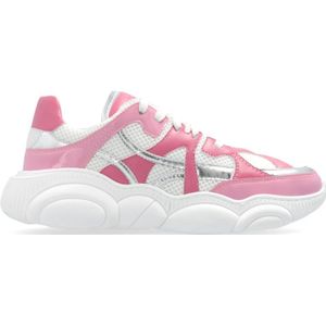 Moschino, Schoenen, Dames, Roze, 41 EU, Leer, Sportschoenen met logo