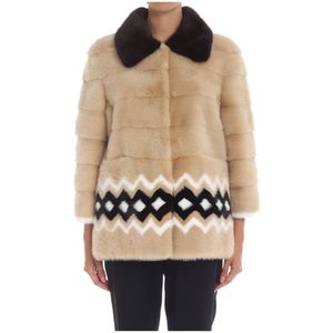 Simonetta Ravizza, Jassen, Dames, Beige, S, Faux Fur Shearling Jassen