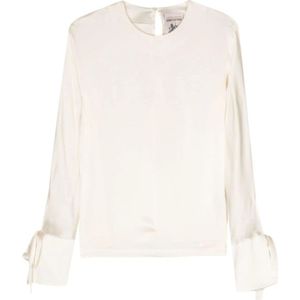 Semicouture, Blouses & Shirts, Dames, Wit, S, Witte Top met Wijd Uitlopende Manchetten