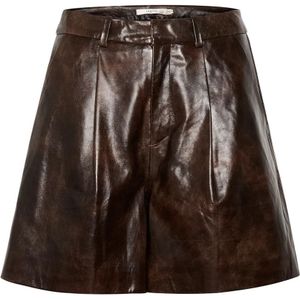 Gestuz, Korte broeken, Dames, Bruin, XL, Hoge Taille Bruine Leren Shorts