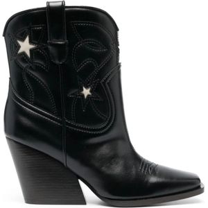 Stella McCartney, Cowboy Cloudy Geborduurde Laarzen Zwart, Dames, Maat:39 EU