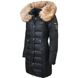 Rockandblue, Jassen, Dames, Zwart, S, Polyester, Beam Mid Jas met Natuurlijke Bont