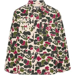 Billionaire, Camouflage Print Jas met Geborduurde Slogan Groen, Heren, Maat:L