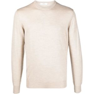 Mauro Ottaviani, Beige Merino Ronde Hals Trui Beige, Heren, Maat:M