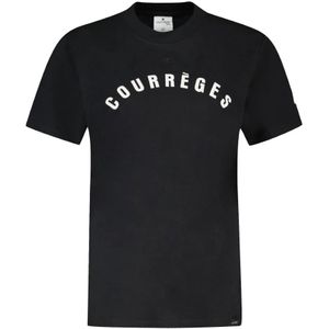 Courrèges, Tops, Heren, Zwart, S, Katoen, Zwarte korte mouwen shirt