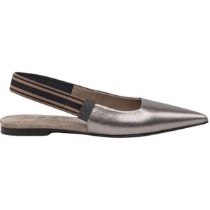 Brunello Cucinelli, Elegante Gestreepte Ballerina Flats met Juweel Veelkleurig, Dames, Maat:37 EU