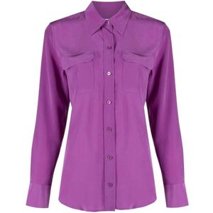 Equipment, Blouses & Shirts, Dames, Paars, XS, Paarse Slim Signature Shirt