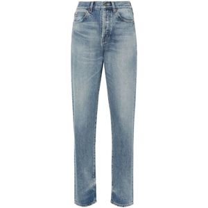 Saint Laurent, Jeans, Dames, Blauw, W28, Katoen, Straight Jeans
