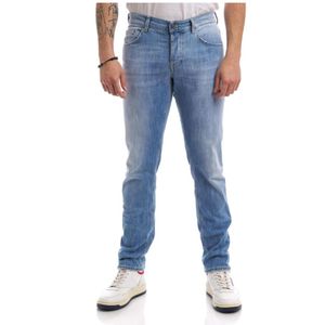 Dondup, Jeans, Heren, Blauw, W30, Denim, Stretch Denim Slim-fit Jeans