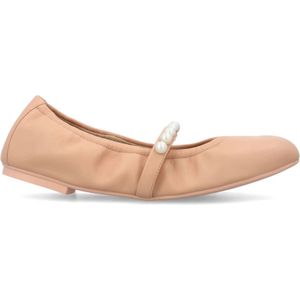 Stuart Weitzman, Parel Versierde Ballet Flats Poudre Beige, Dames, Maat:41 EU