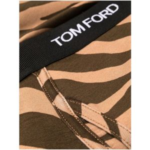 Tom Ford, Ondergoed, Heren, Bruin, S, Katoen, Zebra-Print Boxer met Logo Tailleband