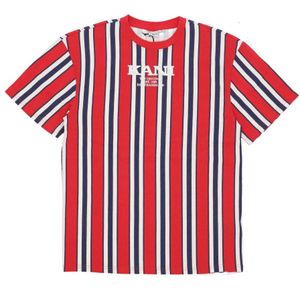 Karl Kani, Retro Gestreept T-shirt Rood/Blauw/Off White Veelkleurig, Heren, Maat:XL