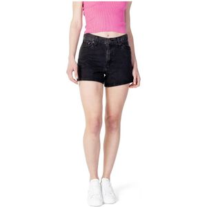 Levi's, Korte broeken, Dames, Zwart, W29, Katoen, Zwarte katoenen shorts met ritssluiting en knoopsluiting