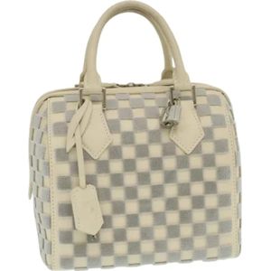 Louis Vuitton Vintage, Pre-owned, Dames, Wit, ONE Size, Nylon, Tweedehands leren handtassen