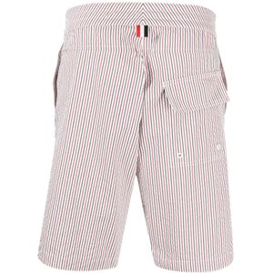 Thom Browne, Korte broeken, Heren, Veelkleurig, L, Seersucker Gestreepte Board Shorts