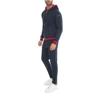 Kiton, Sport, Heren, Blauw, M, Katoen, Sport trainingspak met contrast piping