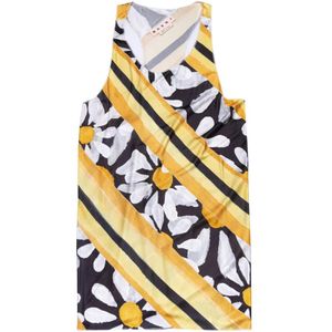 Marni, Mouwloze top met bloemenprint Geel, Dames, Maat:M