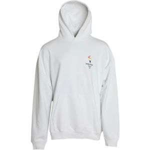 Balenciaga, Sweatshirts & Hoodies, Heren, Wit, XS, Katoen, Witte Katoenen Logo Hoodie Sweatshirt
