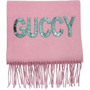 Gucci Vintage, Rosa Zijden Gucci Sjaal Roze, Dames, Maat:ONE Size