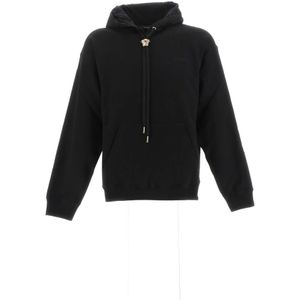 Versace, Gauzed Fleece Sweatshirt Zwart, Heren, Maat:M