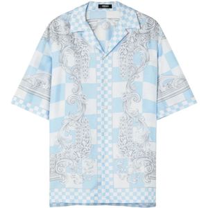 Versace, Overhemden, Heren, Veelkleurig, M, Barok Zijden Ruitprint Shirt