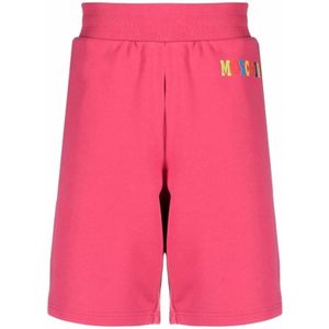 Moschino, Korte broeken, Heren, Roze, S, Katoen, Casual biologisch katoenen logo shorts