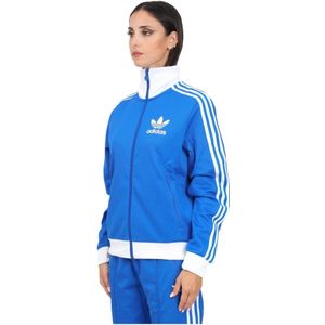 Adidas Originals, Sweatshirts & Hoodies, Dames, Blauw, S, Polyester, Blauwe Beckenbauer Zip Sweater Vrouwen