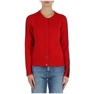 Maliparmi, Truien, Dames, Rood, S, Wol, Cashmere Wool Cardigan Lange Mouw