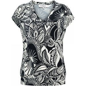 &Co Woman, Blouses & Shirts, Dames, Zwart, M, Polyester, V-hals Zwart Multi Top