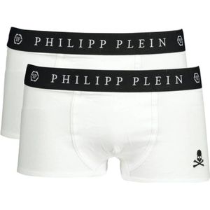 Philipp Plein, Elastische Boxershorts Zwart Logo Merk Wit, Heren, Maat:2XL