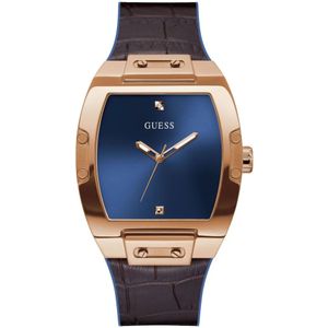 Guess, Minimalistische Stijl Leren Armband Horloge Geel, Heren, Maat:ONE Size