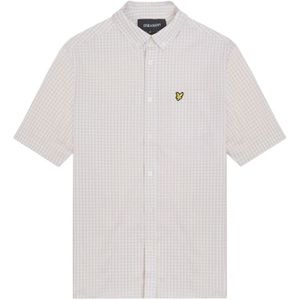 Lyle & Scott, Overhemden, Heren, Wit, M, Gingham Slim Fit Korte Mouw Shirt