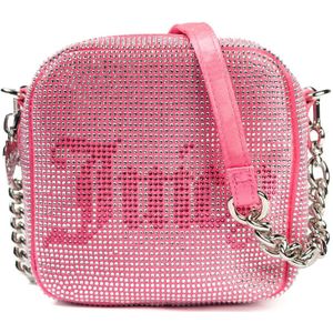 Juicy Couture, Tassen, Dames, Roze, ONE Size, Polyester, Roze Polyester Clutch met Strass-embellishments