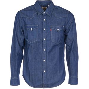 Levi's, Blauwe Western Standard Overhemden Blauw, Heren, Maat:XL