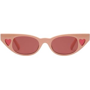 Le Specs, Accessoires, Dames, Roze, ONE Size, Heartbreaker Zonnebril met Hart Spiegellenzen