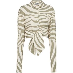 Balmain, Blouses & Shirts, Dames, Beige, 2Xs, Zebra print shirt