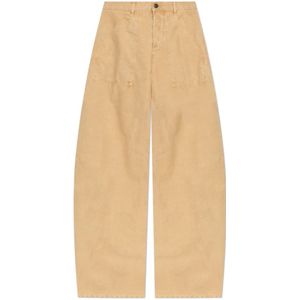 Dsquared2, Broeken, Dames, Beige, 2Xs, Katoen, Logo broek