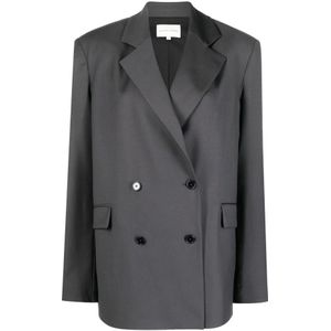 Loulou Studio, Grijze Anthracite Blazer Grijs, Dames, Maat:M