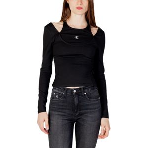 Calvin Klein Jeans, Long Sleeve Tops Zwart, Dames, Maat:M