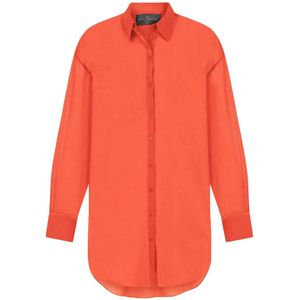 Cortana, Matias Katoenen Voile Ruimvallend Overhemd Rood, Dames, Maat:2XL