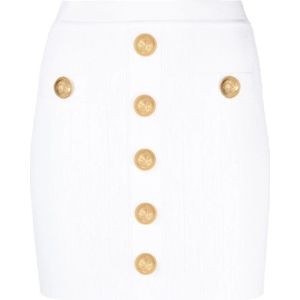 Balmain, Rokken, Dames, Wit, S, Polyester, Witte Lion Head Rok