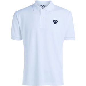 Comme des Garçons Play, Witte Polo Shirt met Zwart Hart Wit, Heren, Maat:2XL