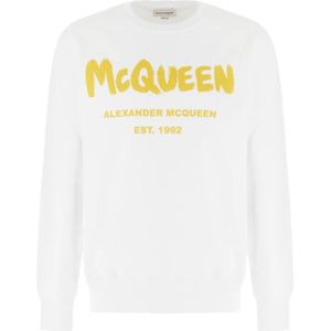 Alexander McQueen, Sweatshirts & Hoodies, Heren, Wit, M, Stijlvolle Sweatshirt voor Mannen en Vrouwen