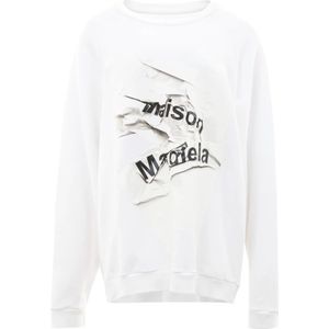 Maison Margiela, Sweatshirts & Hoodies, Dames, Wit, M, Katoen, Witte Oversized Sweatshirt
