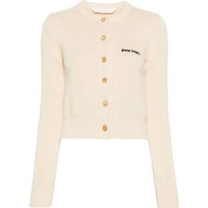 Palm Angels, Geborduurde Logo Trui Beige, Dames, Maat:M