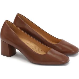 Kazar, Schoenen, Dames, Bruin, 37 1/2 EU, Leer, Klassieke bruine pumps met vierkante neus