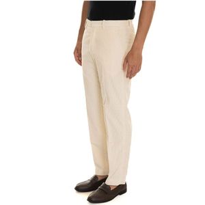 Hindustrie, Broeken, Heren, Beige, 3Xl, Katoen, Fluwelen Chino Broek met Streepdetail